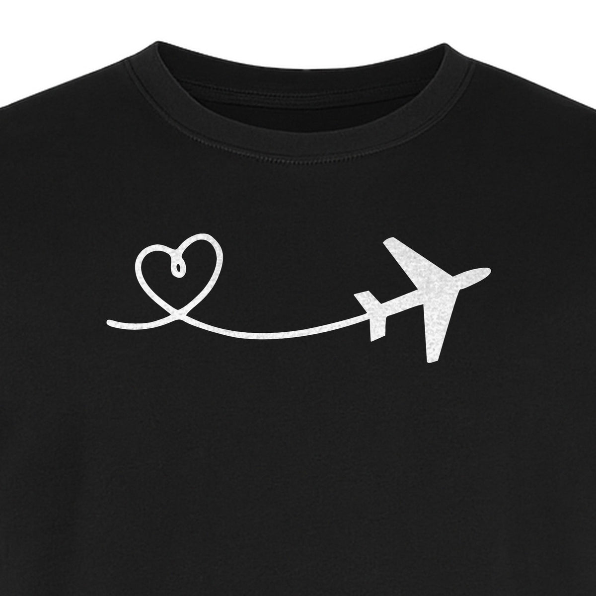 Airplane Heart T-Shirt, Minimal Flight Path Graphic for Aviators and Travel Lovers
