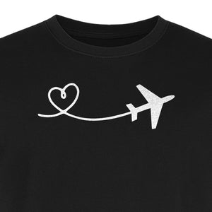 Airplane Heart T-Shirt, Minimal Flight Path Graphic for Aviators and Travel Lovers