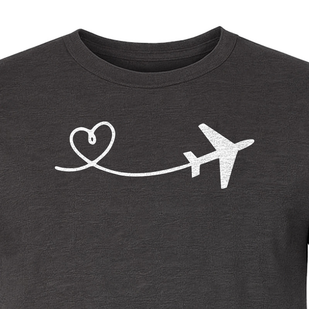 Airplane Heart T-Shirt, Minimal Flight Path Graphic for Aviators and Travel Lovers