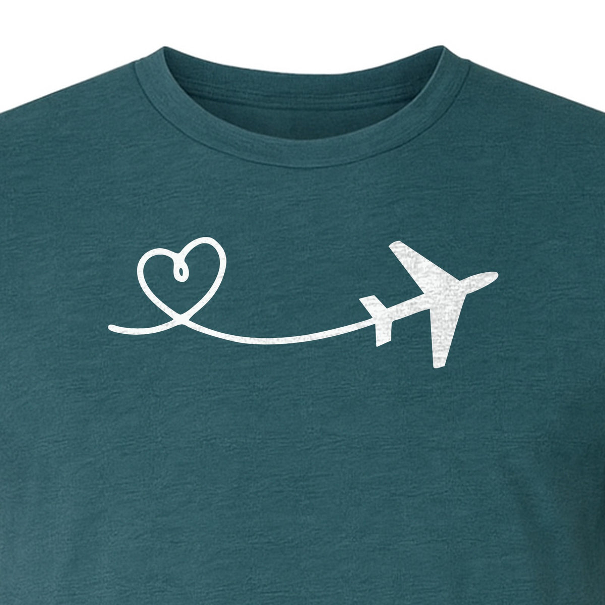 Airplane Heart T-Shirt, Minimal Flight Path Graphic for Aviators and Travel Lovers
