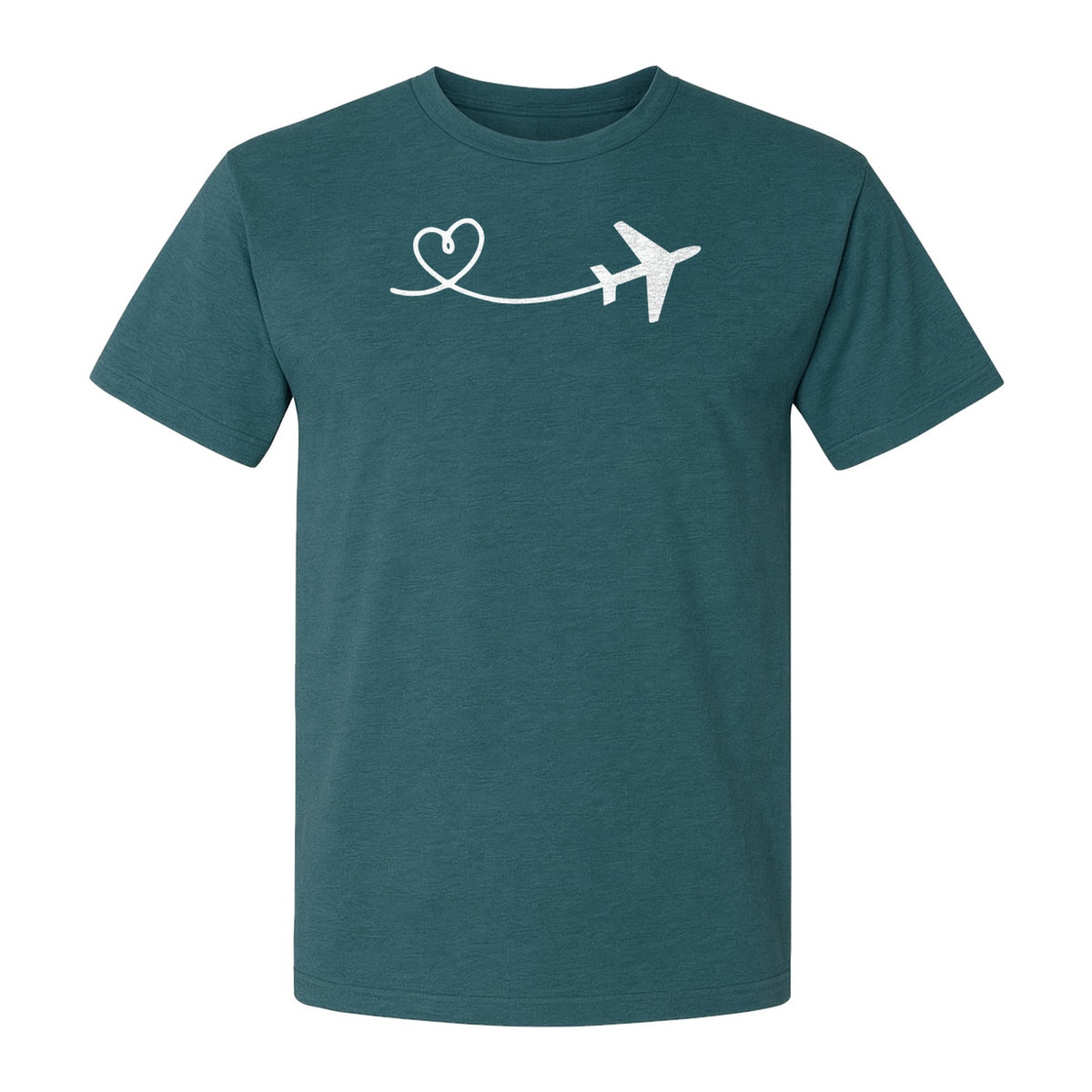 Airplane Heart T-Shirt, Minimal Flight Path Graphic for Aviators and Travel Lovers