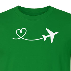 Airplane Heart T-Shirt, Minimal Flight Path Graphic for Aviators and Travel Lovers