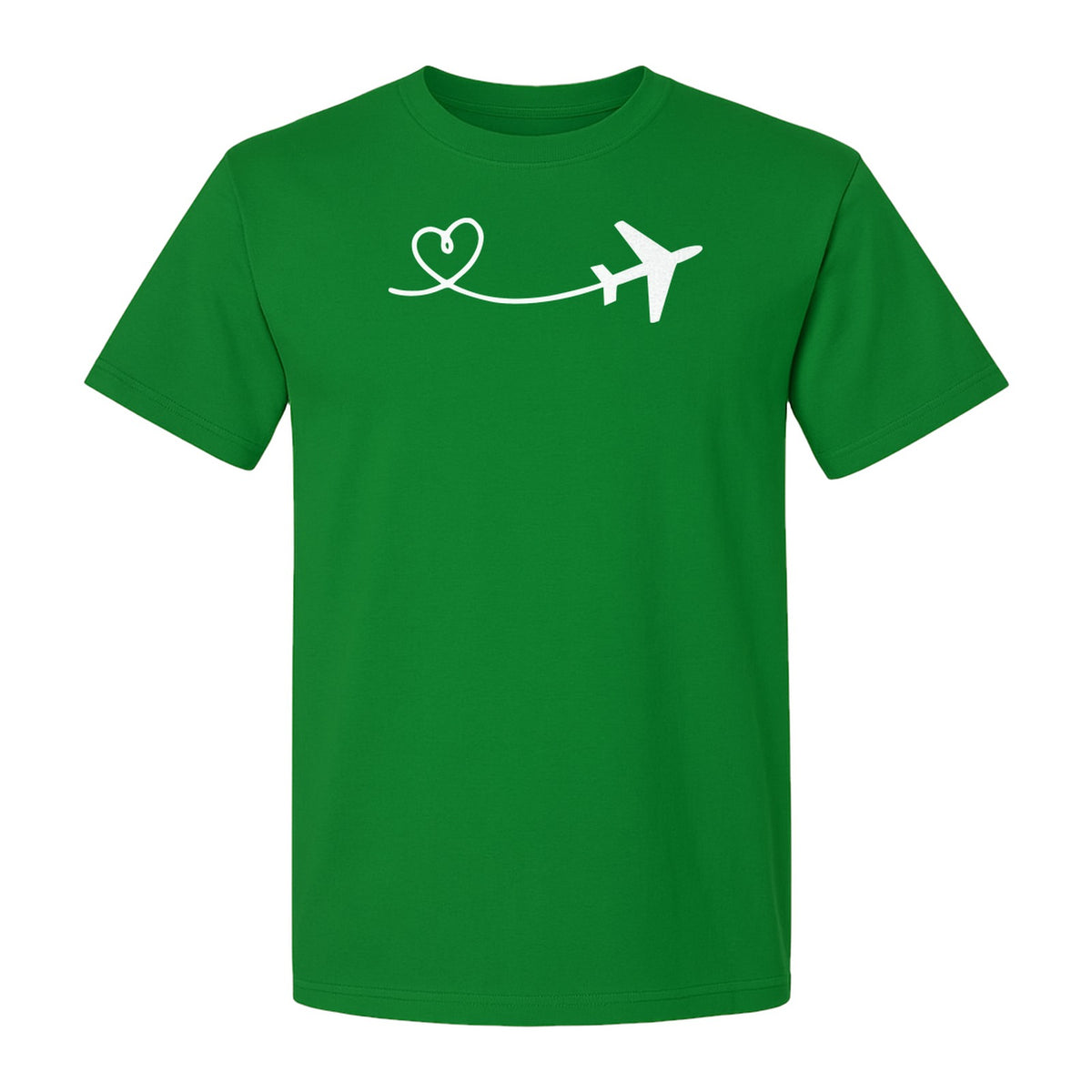 Airplane Heart T-Shirt, Minimal Flight Path Graphic for Aviators and Travel Lovers