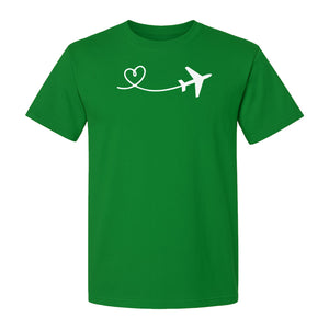 Airplane Heart T-Shirt, Minimal Flight Path Graphic for Aviators and Travel Lovers