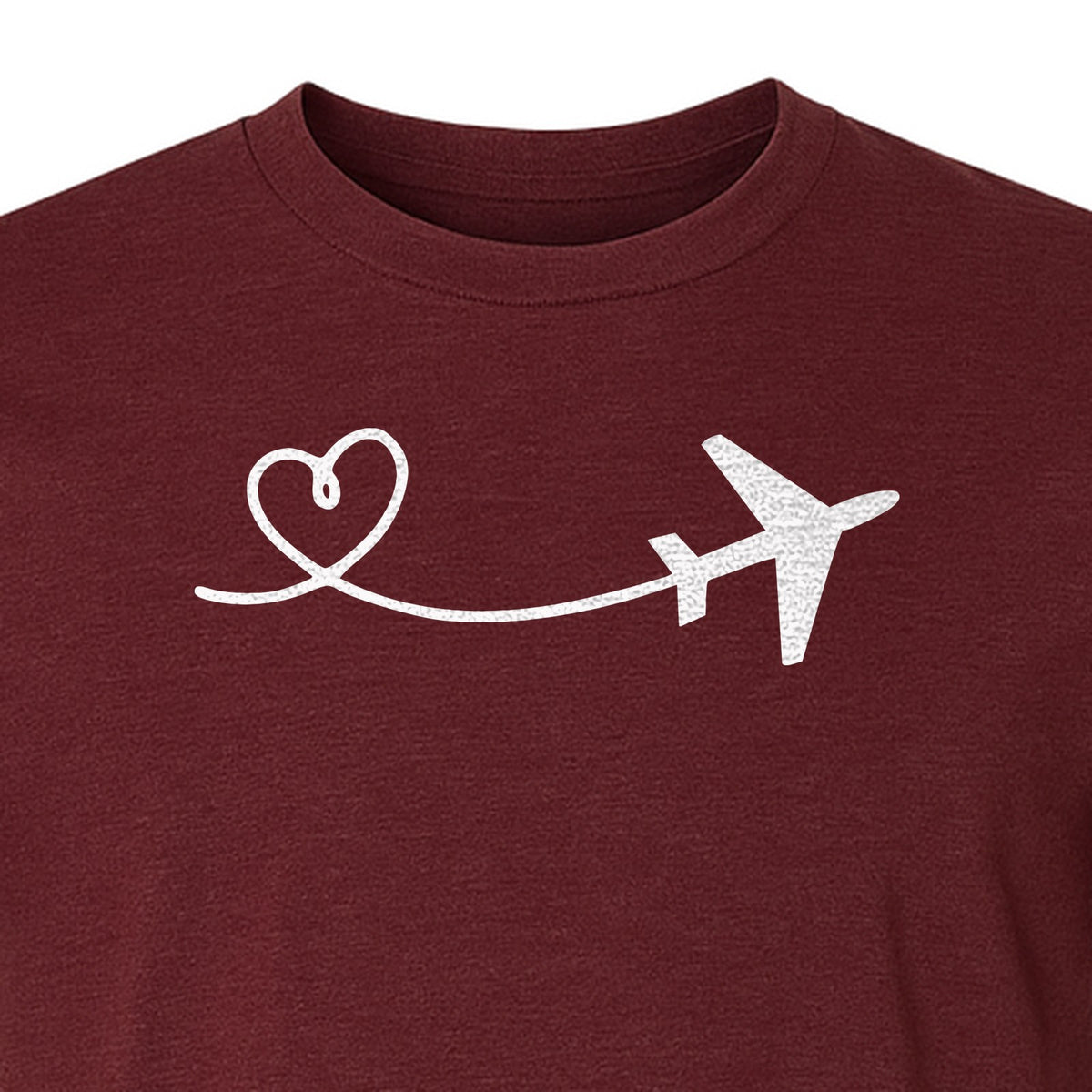 Airplane Heart T-Shirt, Minimal Flight Path Graphic for Aviators and Travel Lovers