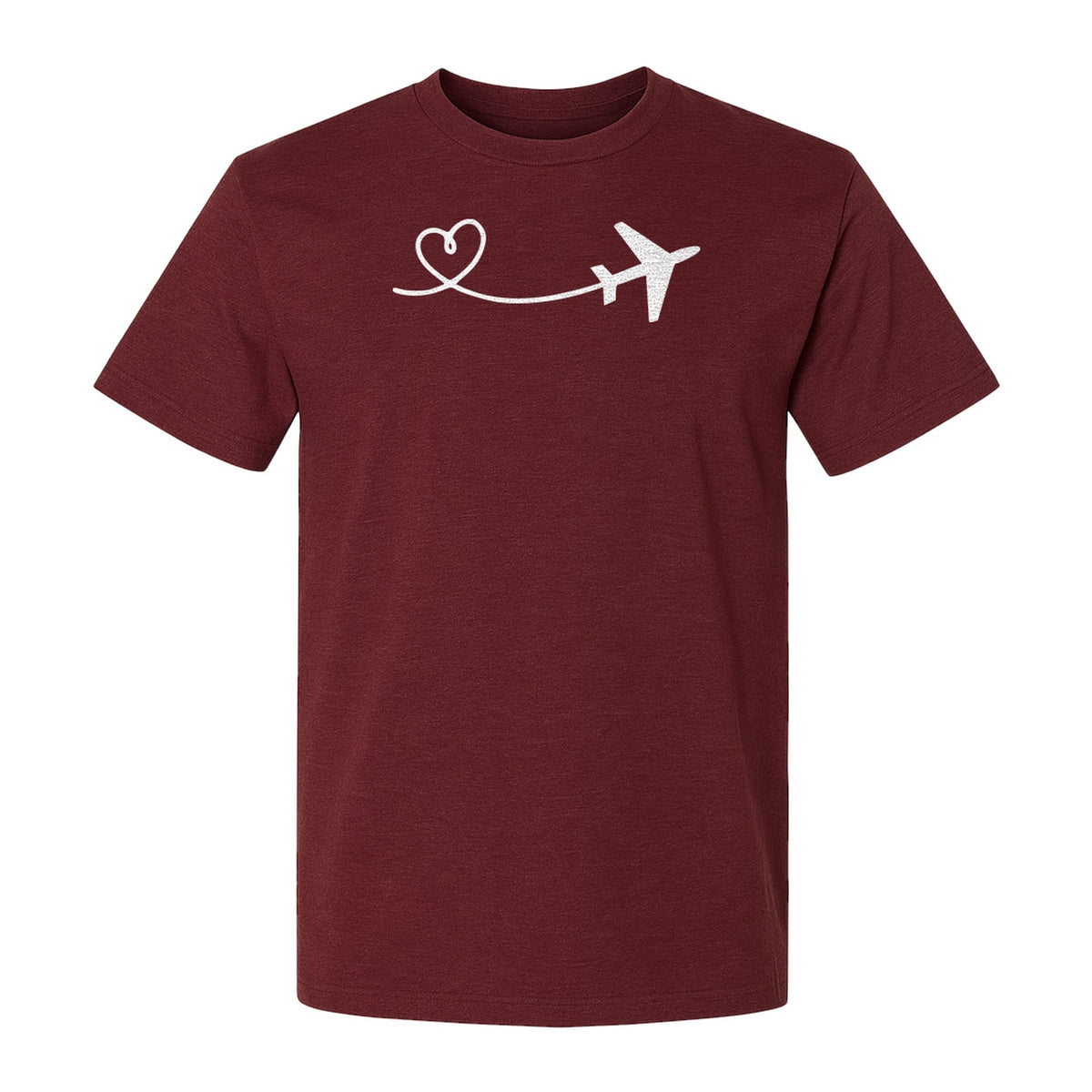 Airplane Heart T-Shirt, Minimal Flight Path Graphic for Aviators and Travel Lovers