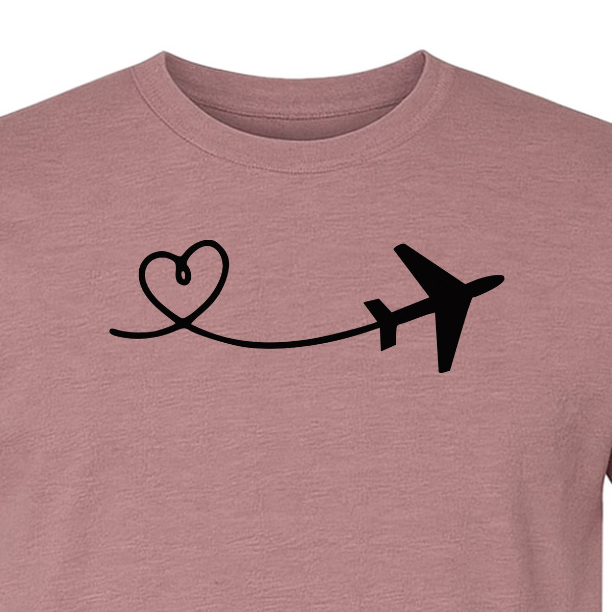 Airplane Heart T-Shirt, Minimal Flight Path Graphic for Aviators and Travel Lovers