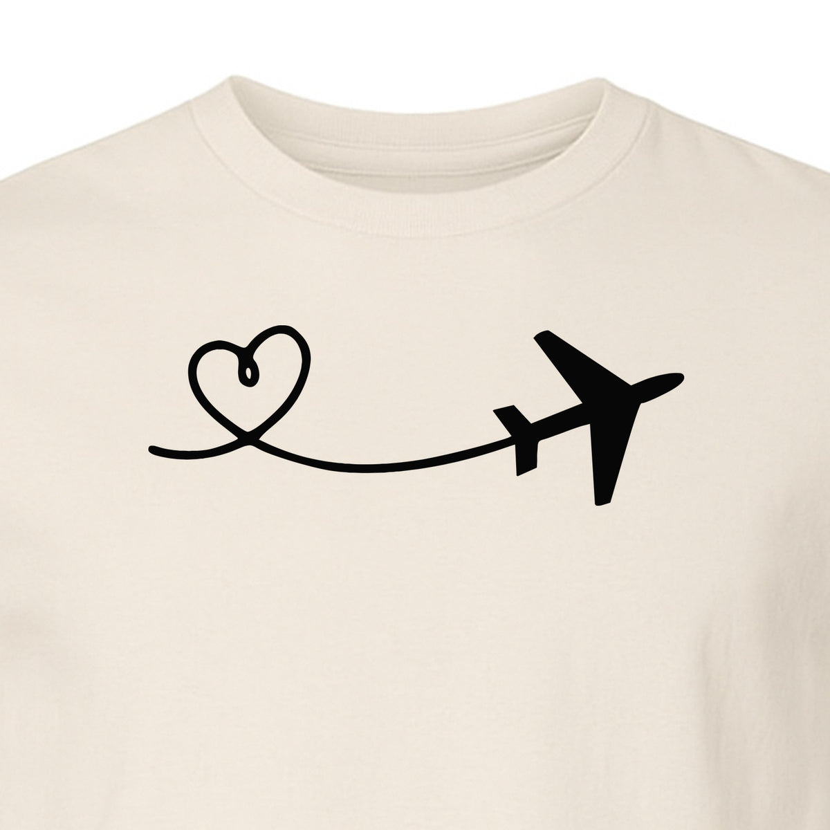 Airplane Heart T-Shirt, Minimal Flight Path Graphic for Aviators and Travel Lovers