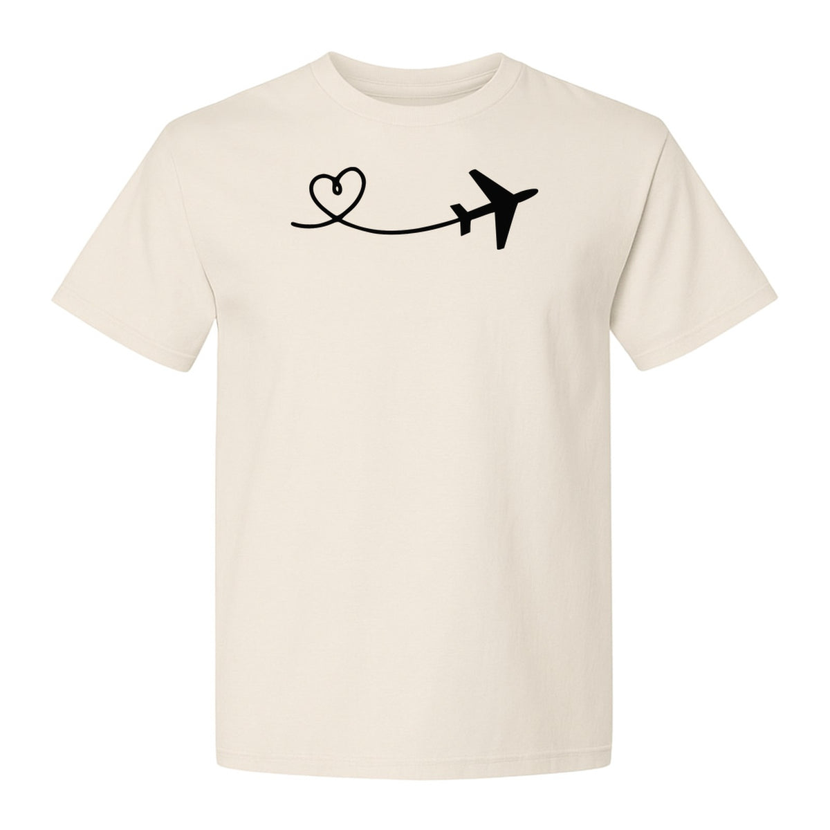 Airplane Heart T-Shirt, Minimal Flight Path Graphic for Aviators and Travel Lovers