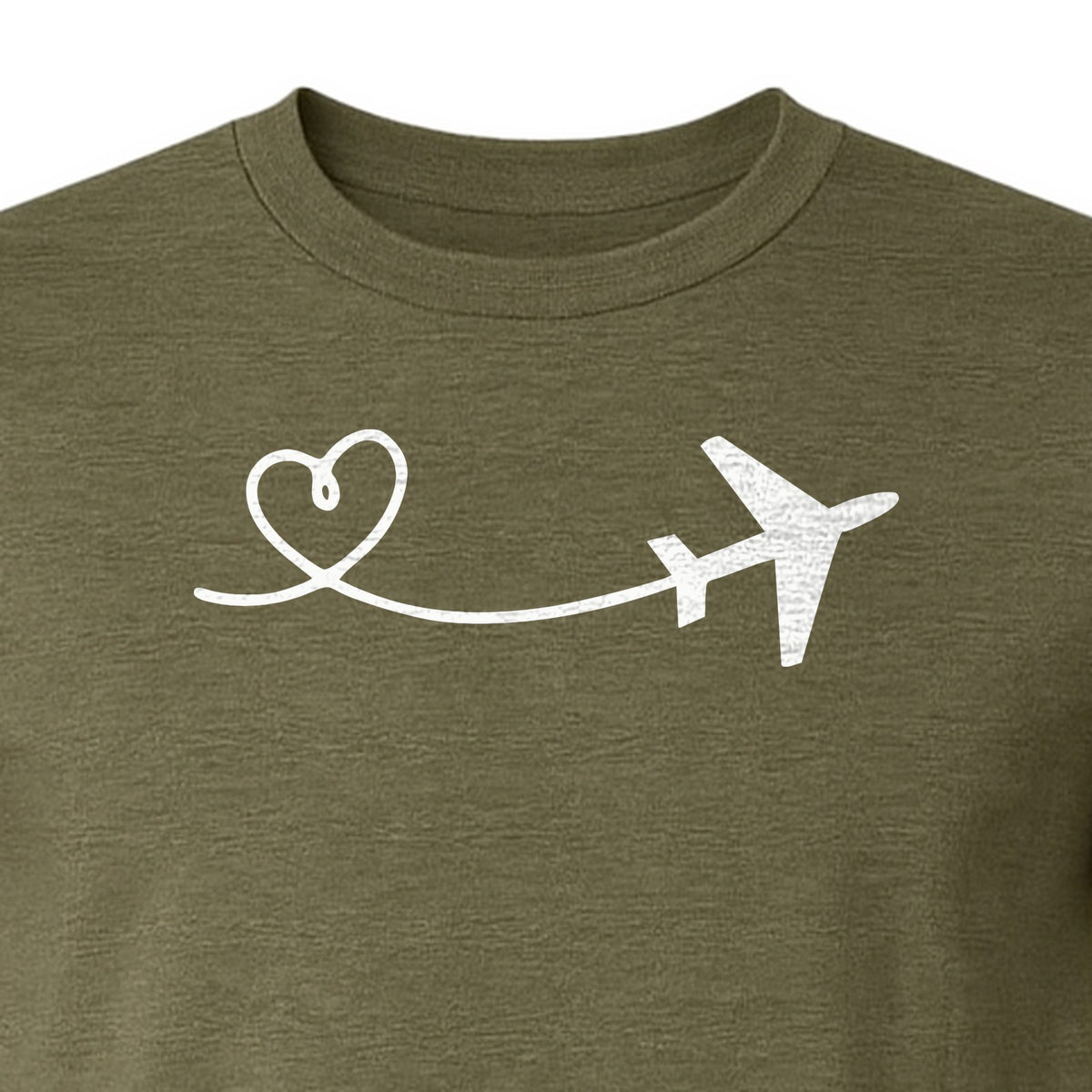 Airplane Heart T-Shirt, Minimal Flight Path Graphic for Aviators and Travel Lovers