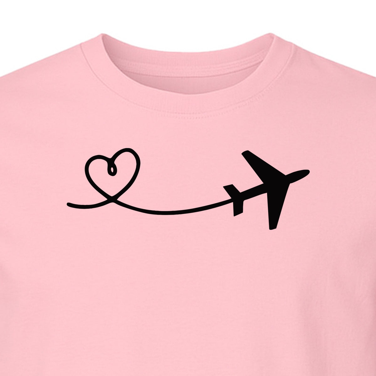 Airplane Heart T-Shirt, Minimal Flight Path Graphic for Aviators and Travel Lovers