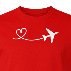 Airplane Heart T-Shirt, Minimal Flight Path Graphic for Aviators and Travel Lovers