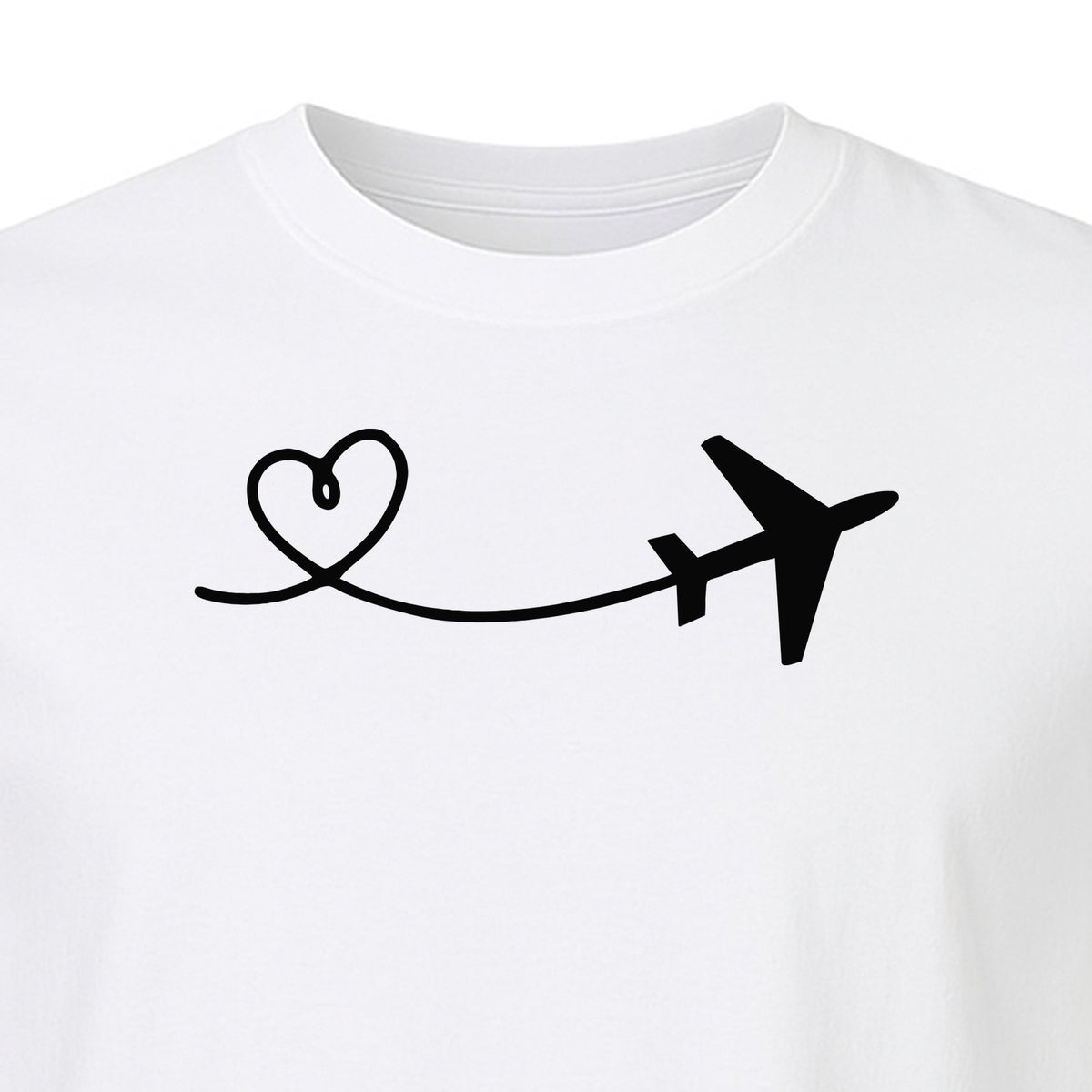 Airplane Heart T-Shirt, Minimal Flight Path Graphic for Aviators and Travel Lovers