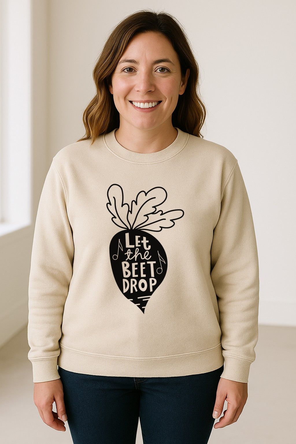 Vegan Sweatshirt, Let The Beet Drop Music Pun Design for Gardeners and Plant Lovers