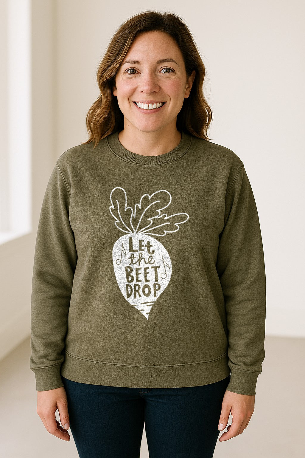 Vegan Sweatshirt, Let The Beet Drop Music Pun Design for Gardeners and Plant Lovers