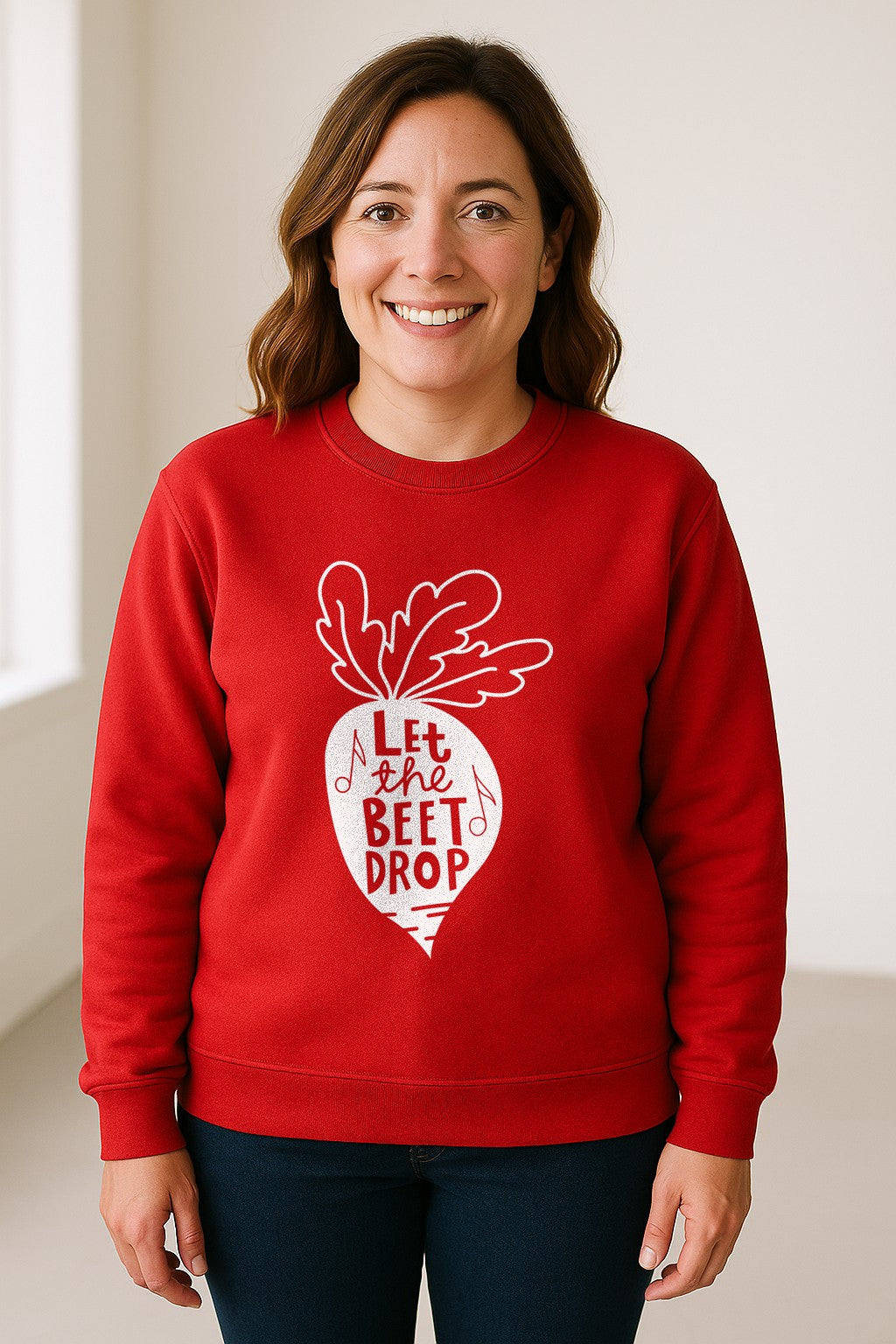 Vegan Sweatshirt, Let The Beet Drop Music Pun Design for Gardeners and Plant Lovers