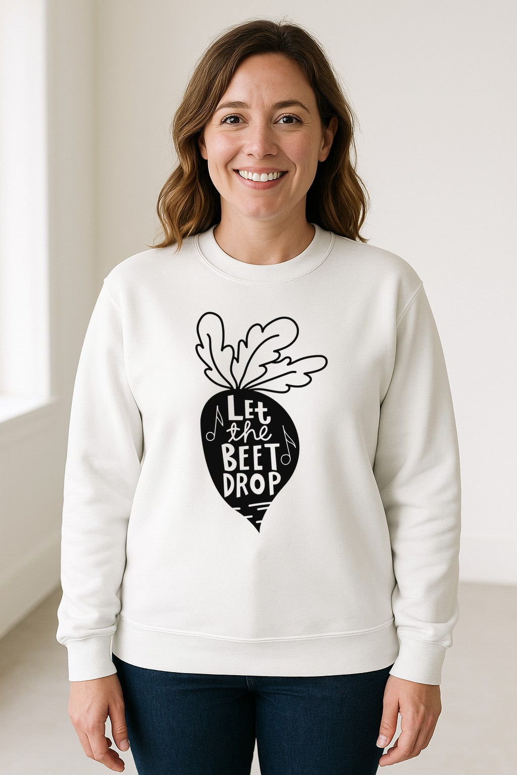 Vegan Sweatshirt, Let The Beet Drop Music Pun Design for Gardeners and Plant Lovers