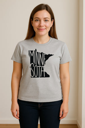 Minnesota State Map T-Shirt, Typography Travel Souvenir for Proud Residents and Visitors