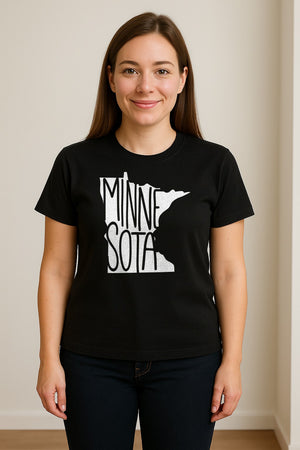 Minnesota State Map T-Shirt, Typography Travel Souvenir for Proud Residents and Visitors