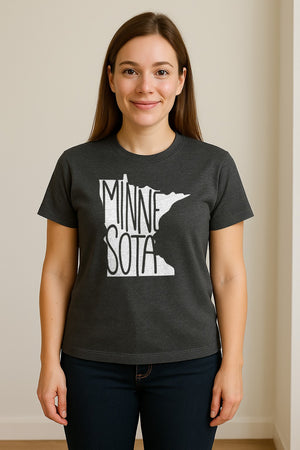 Minnesota State Map T-Shirt, Typography Travel Souvenir for Proud Residents and Visitors