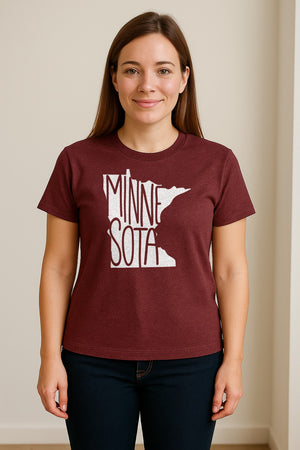 Minnesota State Map T-Shirt, Typography Travel Souvenir for Proud Residents and Visitors
