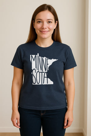 Minnesota State Map T-Shirt, Typography Travel Souvenir for Proud Residents and Visitors