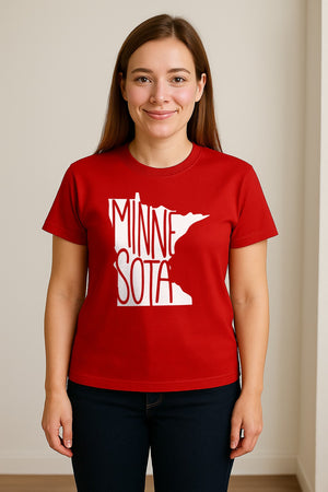 Minnesota State Map T-Shirt, Typography Travel Souvenir for Proud Residents and Visitors