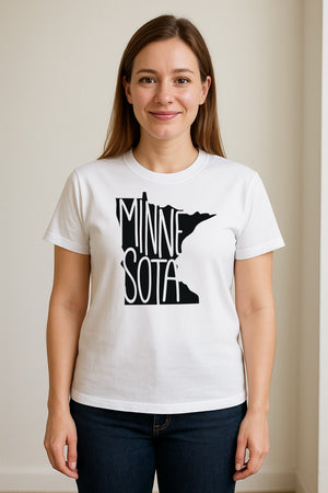 Minnesota State Map T-Shirt, Typography Travel Souvenir for Proud Residents and Visitors