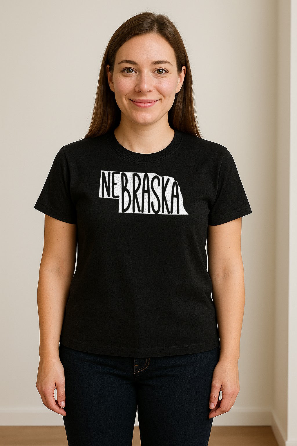 Nebraska State Map T-Shirt, Hand-Drawn Lettering Travel Souvenir for Residents and Visitors