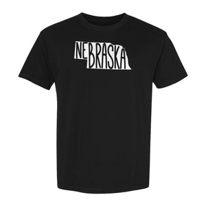 Nebraska State Map T-Shirt, Hand-Drawn Lettering Travel Souvenir for Residents and Visitors