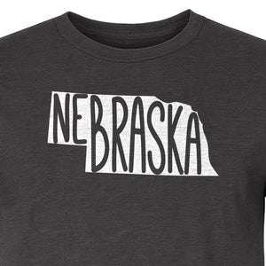 Nebraska State Map T-Shirt, Hand-Drawn Lettering Travel Souvenir for Residents and Visitors