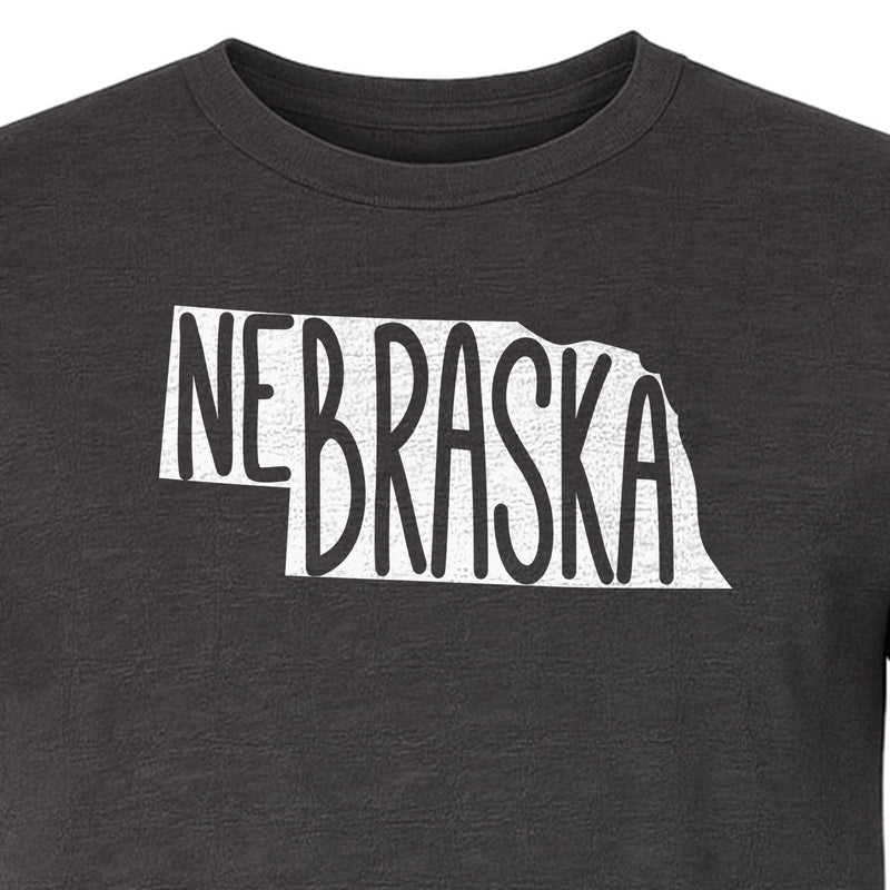 Nebraska State Map T-Shirt, Hand-Drawn Lettering Travel Souvenir for Residents and Visitors