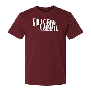 Nebraska State Map T-Shirt, Hand-Drawn Lettering Travel Souvenir for Residents and Visitors