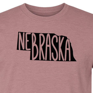 Nebraska State Map T-Shirt, Hand-Drawn Lettering Travel Souvenir for Residents and Visitors