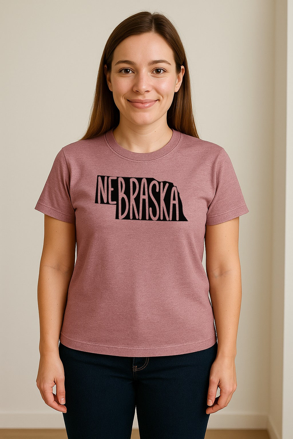 Nebraska State Map T-Shirt, Hand-Drawn Lettering Travel Souvenir for Residents and Visitors