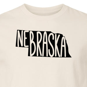 Nebraska State Map T-Shirt, Hand-Drawn Lettering Travel Souvenir for Residents and Visitors