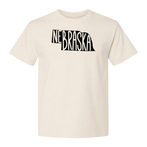 Nebraska State Map T-Shirt, Hand-Drawn Lettering Travel Souvenir for Residents and Visitors