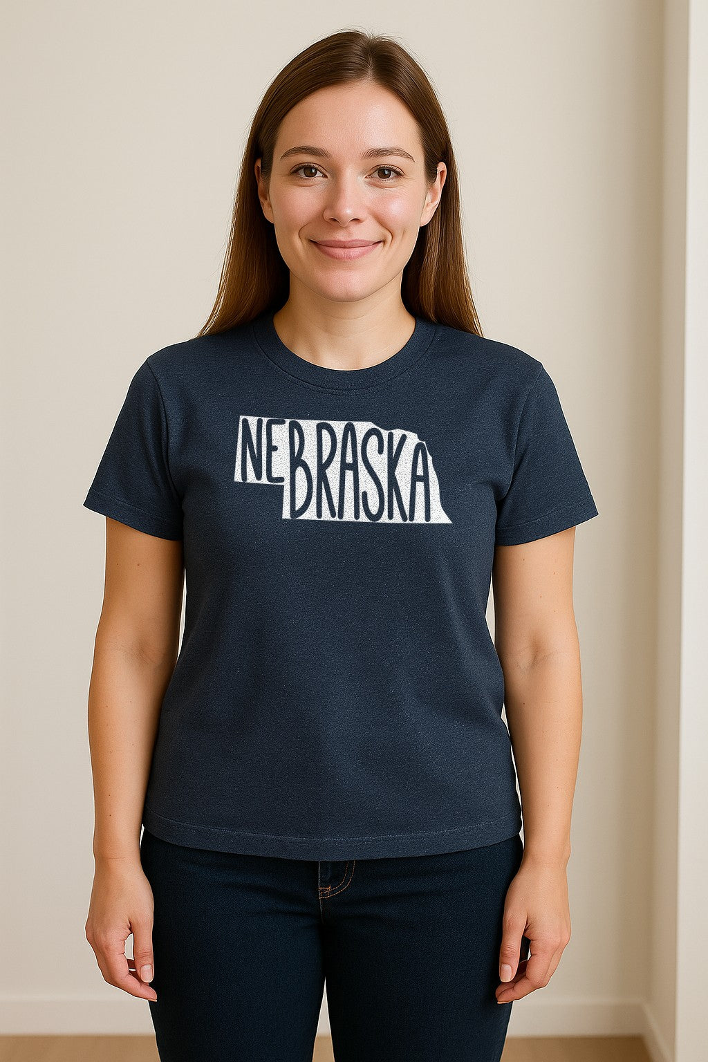 Nebraska State Map T-Shirt, Hand-Drawn Lettering Travel Souvenir for Residents and Visitors
