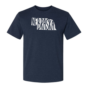Nebraska State Map T-Shirt, Hand-Drawn Lettering Travel Souvenir for Residents and Visitors