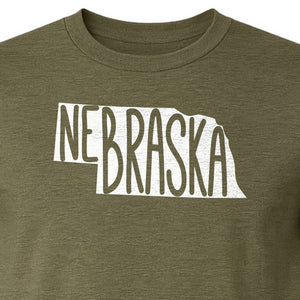 Nebraska State Map T-Shirt, Hand-Drawn Lettering Travel Souvenir for Residents and Visitors