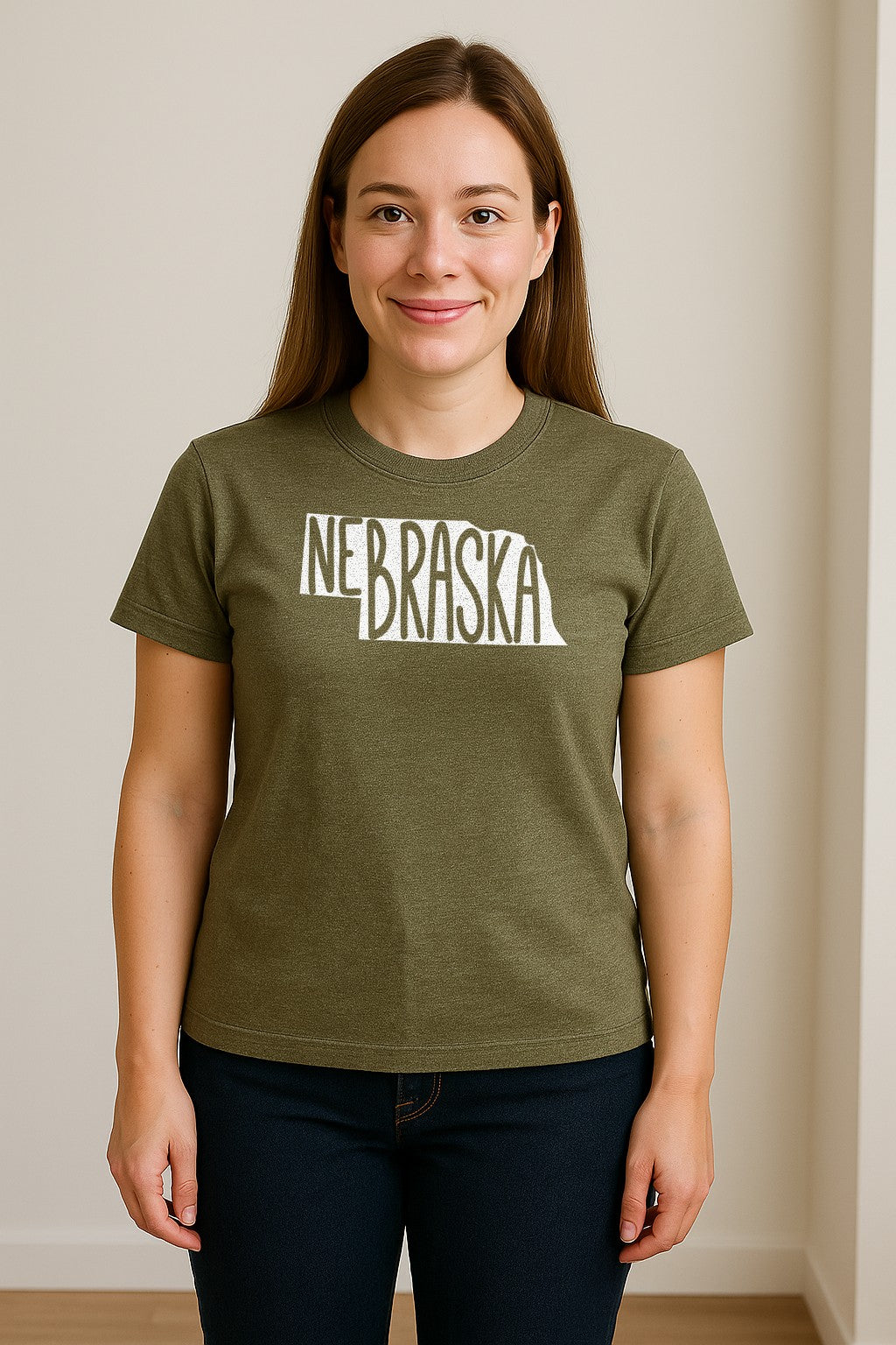Nebraska State Map T-Shirt, Hand-Drawn Lettering Travel Souvenir for Residents and Visitors