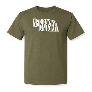 Nebraska State Map T-Shirt, Hand-Drawn Lettering Travel Souvenir for Residents and Visitors