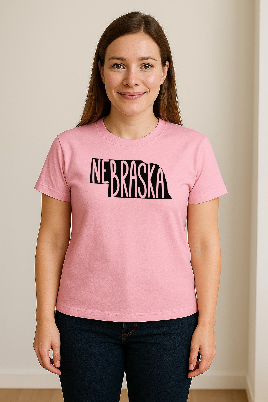 Nebraska State Map T-Shirt, Hand-Drawn Lettering Travel Souvenir for Residents and Visitors