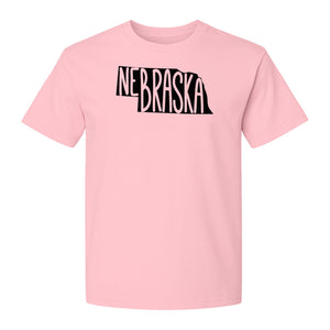 Nebraska State Map T-Shirt, Hand-Drawn Lettering Travel Souvenir for Residents and Visitors