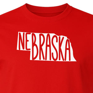 Nebraska State Map T-Shirt, Hand-Drawn Lettering Travel Souvenir for Residents and Visitors