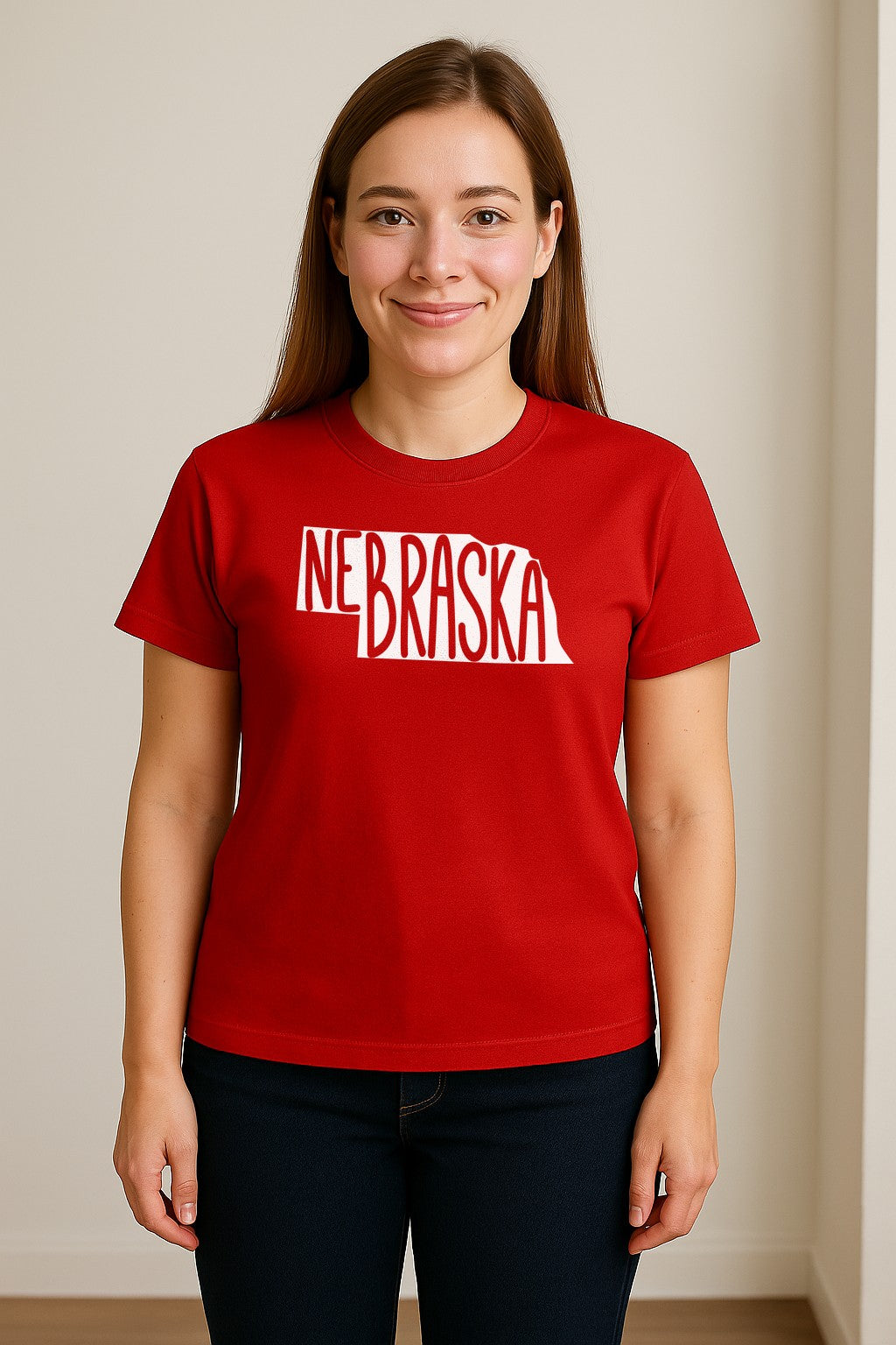 Nebraska State Map T-Shirt, Hand-Drawn Lettering Travel Souvenir for Residents and Visitors