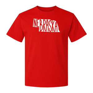 Nebraska State Map T-Shirt, Hand-Drawn Lettering Travel Souvenir for Residents and Visitors