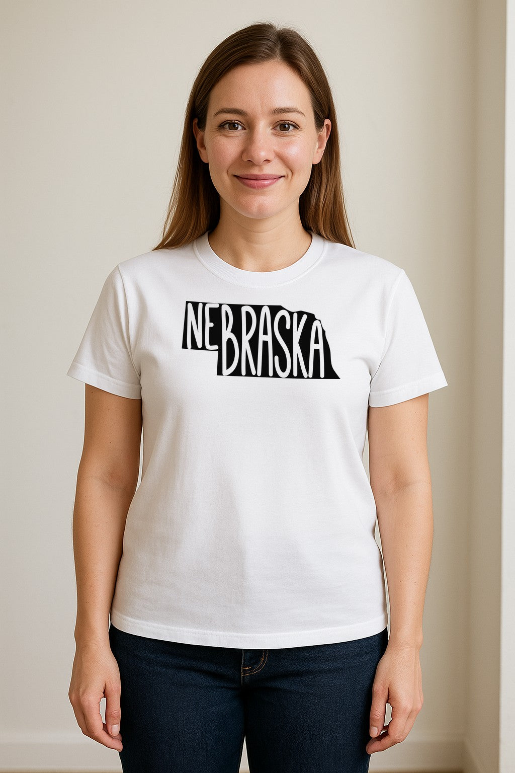 Nebraska State Map T-Shirt, Hand-Drawn Lettering Travel Souvenir for Residents and Visitors