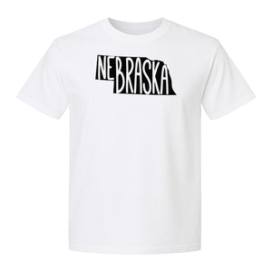 Nebraska State Map T-Shirt, Hand-Drawn Lettering Travel Souvenir for Residents and Visitors
