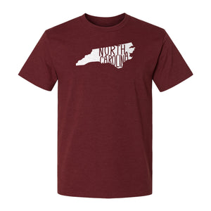 North Carolina Map T-Shirt, State Outline Graphic for NC Residents and Travel Gifts